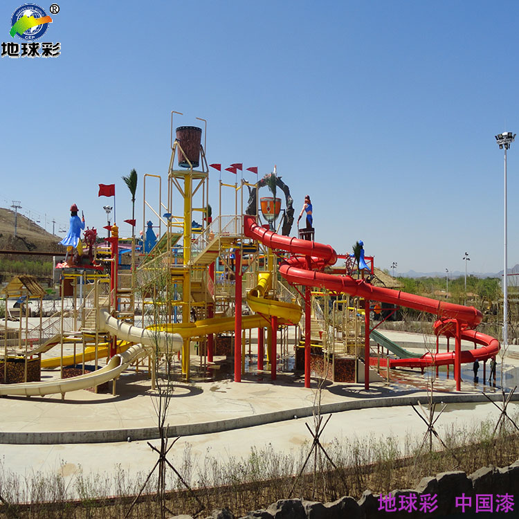 埃及AQ水上樂(lè)園金屬防腐用地球彩7047氟碳面漆施工噴涂